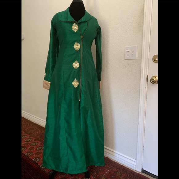 Jackets & Blazers - Emerald green Indian coat with gold embroidery